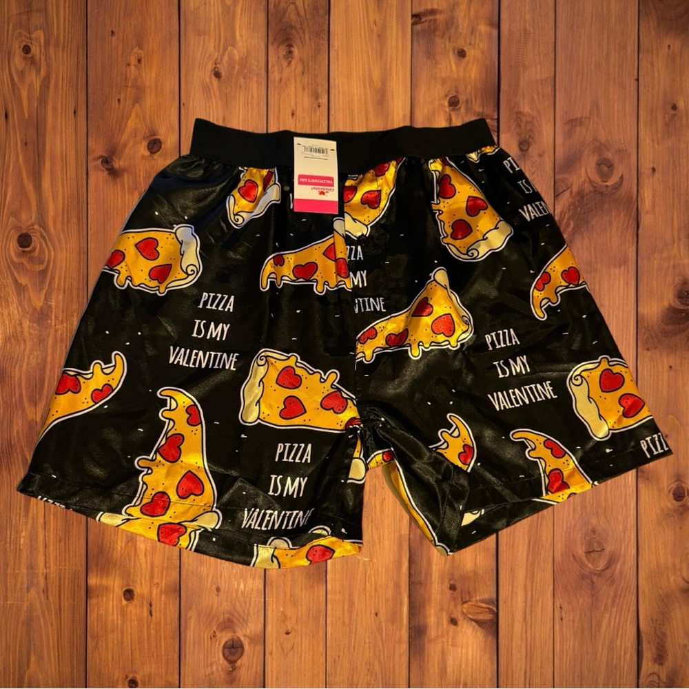 Men’s Pizza Is My Valentine Pajamas Boxers Valentines Day Cute Heart Underwear